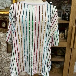 Colorful Sequin Striped Women's Top